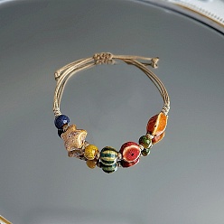 Разноцветный Фарфоровые бусины плетеные браслеты из бисера для женщин, разнообразные, красочный, 4~9-7/8 дюйм (10~25 см)