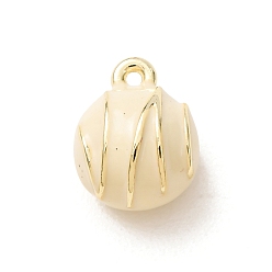 Beige Brass Enamel Pendants, Bread Charms, Golden, Beige, 13x10.5x8.5mm, Hole: 1.5mm