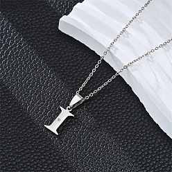 Letter I 201 ожерелья с подвесками из нержавеющей стали и стразами, цвет нержавеющей стали, не тускнеет, Буква "i", 19.69 дюйм (50 см)