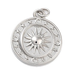 Платина Стойки обшивки латунные подвески, с прыжковых колец, долговечный, без свинца и без кадмия, очарование солнца, платина, 23x19.5x3 мм, отверстие : 3 мм