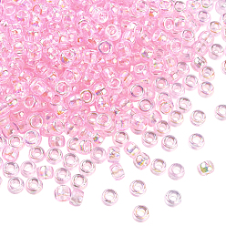 Лавандовый румянец 500 акриловые бусины с УФ-покрытием, бусины с большим отверстием, радужный, рондель, лавандовый румянец, 9x6 мм, отверстие : 4 мм