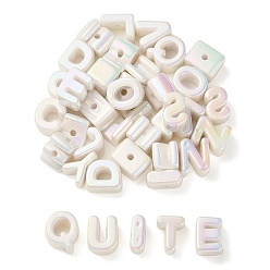 Old Lace UV Plating Rainbow Iridescent Acrylic Beads, Random Mixed Letters, Old Lace, 20~21x14~20.5x8.5~20.5mm, Hole: 3.5mm