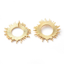 Настоящее золото 18K Латунные подвески с изображением солнечного затмения, долговечный, солнце, реальный 18 k позолоченный, 26x26.5x1.5 мм, отверстие : 4x2 мм