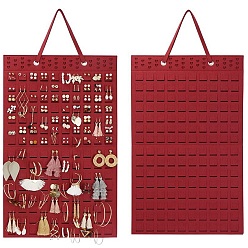 Темно-Красный Фетровая подвесная сумка для сережек, подвесная настенная сумка для хранения сережек, прямоугольные, темно-красный, 57x35 см