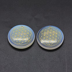 Опал Opalite подвески, позолоченный цветок, плоско-круглые, семя жизни / сакральная геометрия, 39x8 мм, отверстие : 1.2 мм