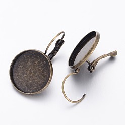 Antique Bronze Brass Leverback Earring Findings, Antique Bronze, 20x32mm, Tray: 18mm