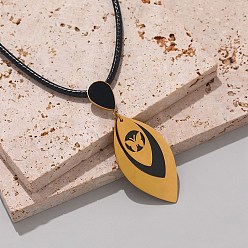 Butterfly 304 Stainless Steel Leaf Pendant Necklaces, Black and Golden, Butterfly, 16.65 inch(42.3cm)