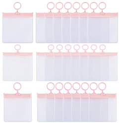 Pink 24Pcs 3 Styles Transparent EVA Resealable Bags with Rings, Square, Pink, 8~11.2x8~11.1x0.06~0.25cm, Unilateral Thickness: 9.8 Mil(0.25mm), 8pcs/style