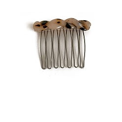 Седло Коричневый Ацетат целлюлозы (смола) аксессуары для волос, с металлическими гребнями для волос для женщин и девочек, седло коричневый, 55x49 мм