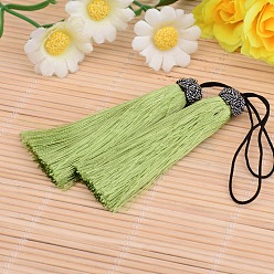 Light Green Nylon Tassel Big Pendant Decorations, Light Green, 60~65x10mm