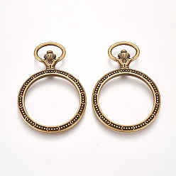 Antique Bronze Alloy Open Back Bezel Pendants, For DIY UV Resin, Epoxy Resin, Pressed Flower Jewelry, Ring, Antique Bronze, 54x38x6mm, Hole: 3x13mm, Inner Diameter: 29.5mm