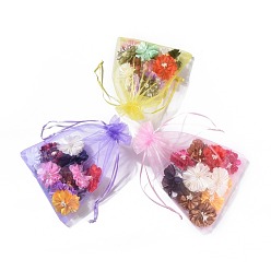 Mixed Color Rectangle Jewelry Packing Drawable Pouches, Organza Gift Bags, Mixed Color, 17x23cm