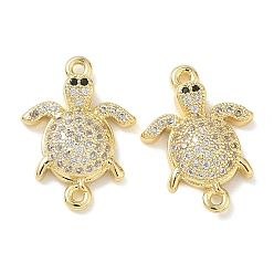 Настоящее золото 18K Латунные микропаве прозрачные кубические цирконии коннекторы морские животные, ссылки на черепаху, без свинца и без кадмия, долговечный, стойки покрытие, реальный 18 k позолоченный, 20x14.5x4 мм, отверстие : 1.2 мм