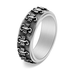 Античное Серебро 304 Вращающиеся кольца для пальцев из нержавеющей стали для мужчин, скорпион, Кольцо-спиннер для успокоения беспокойства, медитации, античное серебро, размер США 10 (19.8 мм)