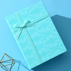 Голубой Картонная подарочная коробка комплект ювелирных изделий коробки, Для кольца, серьга, голубой, 15x11x7.5 см