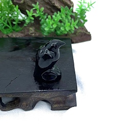 Обсидиан Украшение дисплея скульптуры из натурального обсидиана, для домашнего офисного стола, орел, 30 мм