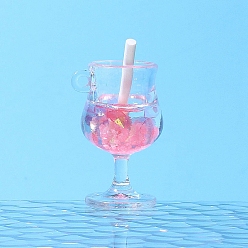 Pink Светящиеся прозрачные подвески для напитков из смолы, светящиеся в темноте коктейльные подвески, розовые, 33x19 мм