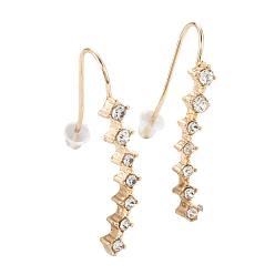 Золотой Болтаться серьги сплава горный хрусталь, бар, золотые, 28x4x3 мм, штифты : 0.8 мм