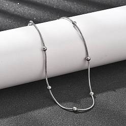 Нержавеющая Сталь Цвет 304 ожерелья из нержавеющей стали с круглыми цепочками-змейками, не тускнеет, цвет нержавеющей стали, 17.99 дюйм (45.7 см)