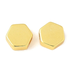 Шестиугольник Латунные бусины, стойки покрытие, долговечный, золотые, шестиугольник, 5x5.5x2.3 мм, отверстие : 1.2 мм