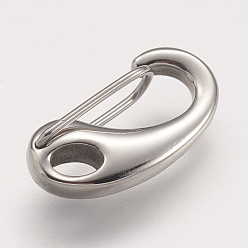 Stainless Steel Color 304 Stainless Steel Push Gate Snap Keychain Clasp Findings, Stainless Steel Color, 16x8x4mm, Hole: 2x3mm