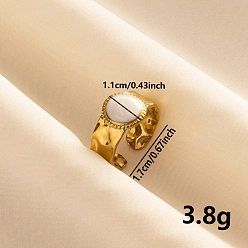 Белый 304 круглые открытые манжеты из нержавеющей стали с эмалью для женщин, золотые, белые, 11 мм, регулируемый