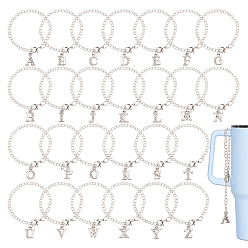 Платина Подвеска из сплава со стразами и буквами AZ, с застежкой-карабином из сплава и витой цепочкой из латуни, платина, 146~153 мм, 26 стиль, 1 шт / стиль, 26 шт / комплект