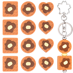 Mixed Shapes 12шт 3 стили силиконовые бусины, фокусные бусы, коричневые, вафельный, разнообразные, 26.5~28.5x28.5x12~12.5 мм, отверстие : 2.5 мм, 4 шт / стиль