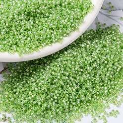 (RR676) Лаймово-опаловый с Серебряной Подкладкой Миюки круглые бусины рокайль, японский бисер, (rr 676) серебристый известковый опал, 15/0, 1.5 мм, Отверстие : 0.7 мм , около 27777 шт / 50 г