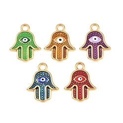 (52) Непрозрачная лаванда 304 подвески из нержавеющей стали, с эмалью, рука хамса с оберегами от сглаза, реальный 18 k позолоченный, разноцветные, 23x18x2.5 мм, отверстие : 3 мм