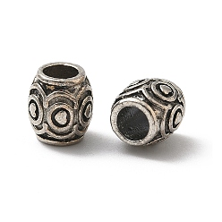 Античное Серебро Сплавочные европейские бусины, бусины с большим отверстием, баррель, античное серебро, 10x9 мм, отверстие : 4.5 мм