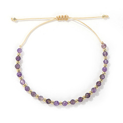 Аметист Плетеные браслеты из круглых бусин натурального аметиста для женщин, внутренний диаметр: 11 дюйм (28 см)