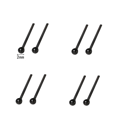 Black Mini Black Glass Eyes Kits, Glass Eyes on Wire Pin, for Wool Felt Dolls Makings, Black, 2mm, 100pcs/bag