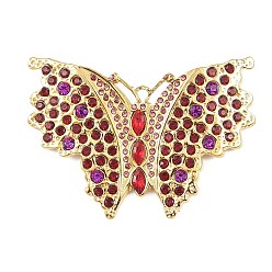 Гиацинт 304 подвески из нержавеющей стали со стразами, прелести мотылька, вакуумное покрытие pvd, реальный 18 k позолоченный, гиацинт, 43x58x4 мм, отверстие : 2.5x2 мм