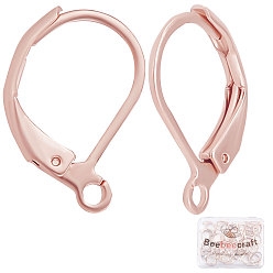 Розовое Золото 50 шт. 304 серьги с рычагом из нержавеющей стали, с горизонтальными петлями, розовое золото , 15.5x10x1.5 мм, отверстие : 1.5 мм