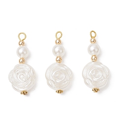 (52) Непрозрачная лаванда Абс пластмассовые жемчужные подвески, цветок, с железной петлей, разноцветные, 38x17x8 мм, отверстие : 3.5 мм