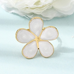 Flower 304 Stainless Steel Enamel Cuff Open Rings, Golden, Flower, US Size 8 1/2(18.5mm), flower: 26x26.5mm