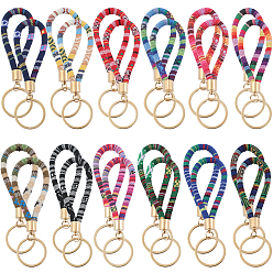 (52) Непрозрачная лаванда 24шт 12 цвета полиэстер брелки, с железными разрезными кольцами, разноцветные, 118 мм, 2 шт / цвет