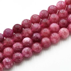 Светло-Вишневый Природного кварца нитей бисера, окрашенные, круглые, имитация клубничного кварца, светло-вишневый, 10~10.5 мм, отверстие : 1~1.2 мм, около 37~38 шт / нитка, 14.76~15.16 дюйм (37.5~38.5 см)