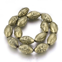 Antique Bronze Plated Electroplated Non-magnetic Synthetic Hematite Beads Strands, Buddha Head, Antique Bronze Plated, 25.5x15x14mm, Hole: 1.8mm, about 15pcs/strand, 15.15 inch(38.5cm)