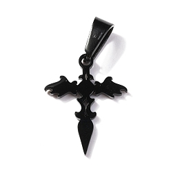 Electrophoresis Black 304 подвески из нержавеющей стали, крестик, электрофорез черный, 19.5x15.5x1.2 мм, отверстие : 3.5x7 мм