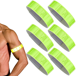 Зелено-Желтый 6шт. светоотражающие ПВХ-ленты на запястья для езды на велосипеде и бега, зеленый желтый, 380x30x1.5~3.5 мм