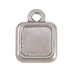 Квадрат 304 Настройки кабошон из нержавеющей стали кулон, цвет нержавеющей стали, квадратный, 18.5x14x2.5 мм, отверстие : 2.5 мм