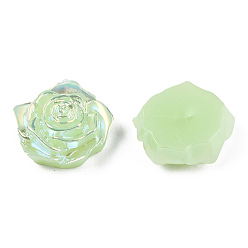 Aquamarine Opaque ABS Plastic Cabochons, AB Color Plated, Rose, Aquamarine, 18x17x6.5mm