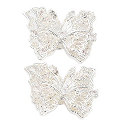 Посеребрённый Латунные микропаве из прозрачного кубического циркония, без кадмия, без никеля и без свинца, бабочка, 925 серебро покрытием, 18x24x8.5 мм, отверстие : 2.5 мм