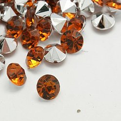 Шоколадный Имитация taiwan акриловый горный хрусталь указал назад кабошоны, граненые, алмаз, цвет шоколада, 4.5x3 мм
