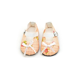 Персиковый Слойка Туфли с рисунком в клетку и тартаном, кукла с бантом, Аксессуары для американской куклы 18 дюйма для девочек, розовые, 70x35 мм