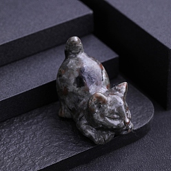 Syenite Резная статуя кошки из натурального сиенита, Камень Рейки для домашнего офиса, рабочего стола, украшение по фэн-шуй, 38x22 мм