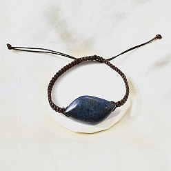 Ляпис-Лазурь Бусины из натурального лазурита плетеные браслеты из бусин, регулируемые браслеты из вощеной веревки, внутренний диаметр: 2 дюйм (5.2 см) ~ 3-5/8 дюйм (9.2 см)