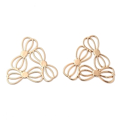 Light Gold Стойки обшивки латунь филигранные подвески, долговечный, без кадмия, без никеля и без свинца, подвески с тройным бантом, золотой свет, 15x16x0.3 мм, отверстие : 3x1 мм